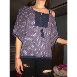 Blue Boho Top